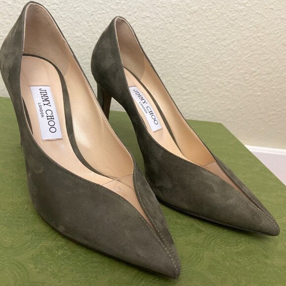 Jimmy Choo Shoes - JIMMY CHOO London Suede Plastic Toe Pump Heel